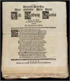 An dem Hochzeitlichen Ehren-Tage Jhres geliebtesten Herrn Vaters Joh. Ludwig Nicolai Wolten ihre Freu[n]de mit Kindlicher Ehrerbietigkeit bezeugen. Die fünff Gebrüdere Nicolai