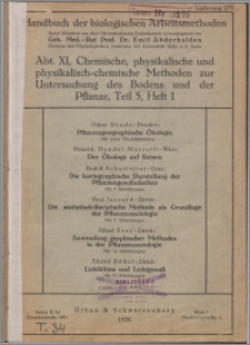 Chemische, physikalische und physikalisch-chemische Methoden zur Untersuchung des Bondes und der Pflanze. T. 5, H. 1