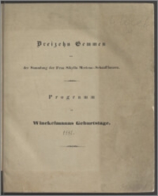 Dreizehn Gemmen aus der Sammlung der Frau Sibylla Mertenbs-Schaaffhausen : Programm zu Winckelmanns Geburtstage