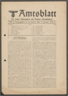 Amtsblatt des Kreises Altburgund u. Dietfurt (Wartheland) 1945.01.05 nr 1