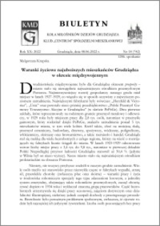 Biuletyn Koła Miłośników Dziejów Grudziądza 2022, Rok XX nr 18 (742) : Warunki życiowe najuboższych mieszkańców Grudziądza w okresie międzywojennym