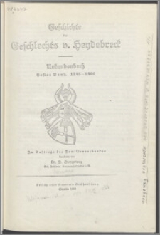 Geschichte des Geschlechts v. Heydebreck : Urkundenbuch. Bd. 1, 1245-1500