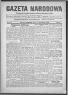 Gazeta Narodowa : pismo chrześcijańsko-narodowe dla wszystkich 1923.08.05, R. 1, nr 17