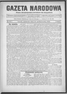 Gazeta Narodowa : pismo chrześcijańsko-narodowe dla wszystkich 1923.10.14, R. 1, nr 37