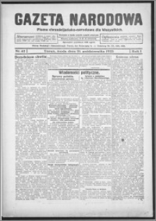 Gazeta Narodowa : pismo chrześcijańsko-narodowe dla wszystkich 1923.10.31, R. 1, nr 42