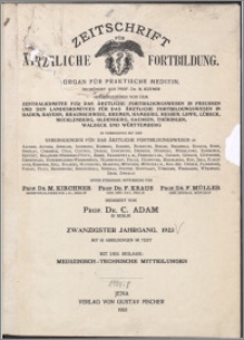 Zeitschrift für Ärztliche Fortbildung, Jg. 20 (1923) nr 1