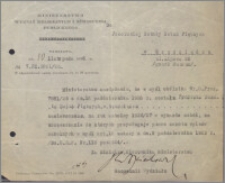 [Ministerstwo Wyznań Religijnych i Oświecenia Publicznego... Do Pomorskiej Szkoły Sztuk Pięknych w Grudziądzu... z dnia 10 listopada 1926 r.].