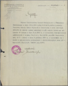 [Pomorska Szkoła Sztuk Pięknych w Grudziądzu... wyciąg z pisma Ministerstwa Wyznań Religijnych i Oświecenia Publlicznego... z dnia 6 lutego 1932 r.].