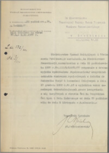 [Ministerstwo Wyznań Religijnych i Oświecenia Publicznego... Do Kierownictwa Pomorskiej Szkoły Sztuk Pięknych Wacława Szczeblewskiego w Grudziądzu ... z dnia 22 października 1930 r.].