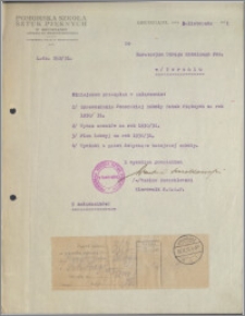 [Pomorska Szkoła Sztuk Pięknych w Grudziądzu... Do Kuratorjum Okręgu Szkolnego Pomorskiego w Toruniu... z dnia 9 listopada 1931 r.].