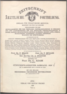 Zeitschrift für Ärztliche Fortbildung, Jg. 25 (1928) nr 1