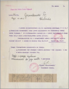 [Pomorska Szkoła Sztuk Pięknych... w sprawie Franciszka Grzonkowskiego ... z dnia 11 marca 1931 r.].