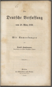 Die deutsche Verfassung vom 28. März 1849