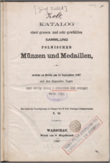 Katalog einer grossen und sehr gewählten Sammlung polnischer Münzen und Medaillen