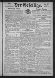 Der Gesellige : Graudenzer Zeitung 1897.11.27, Jg. 72, No. 278