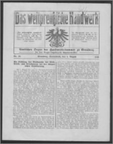 Das Westpreussische Handwerk : Amtliches Organ der Handwerkskammer zu Graudenz für den Regierungsbezirk Marienwerder 1916, R. 2, Nr 19