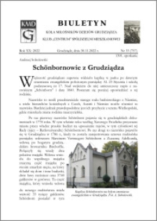 Biuletyn Koła Miłośników Dziejów Grudziądza 2022, Rok XX nr 33 (757) : Schönbornowie z Grudziądza
