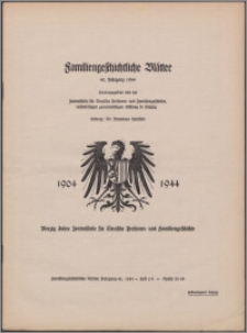 Familiengeschichtliche Blätter. Jg. 42 (1944) H. 3/4