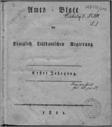 Amts-Blatt der Königlichen Litthauischen Regierung 1811, R. 1