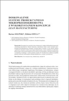 Doskonalenie systemu produkcyjnego mikroprzedsiębiorstwa z wykorzystaniem koncepcji Lean manufacturing