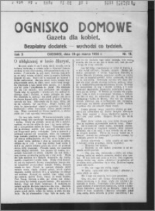 Ognisko Domowe : gazeta dla kobiet : bezpłatny dodatek : wychodzi co tydzień 1926.03.28, R. 3, nr 13