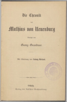 Die Chronik Mathias von Neuenburg