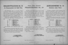 Bekanntmachung Nr. 19 des Buergermeisters der Stadt Wilna = Vilniaus Miesto Burmistro Prenešimas Nr. 19 = Zawiadomienie Nr. 19 burmistrza miasta Wilna