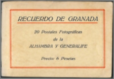 Recuerdo de Granada : 20 postales fotográficas de la Alhambra y Generalife.