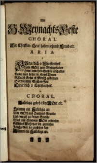 Am H. Weynachts-Feste Choral
