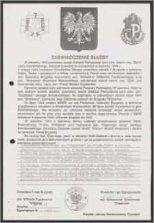 Zaświadczenie służby w 7 Brygadzie Wileńskiej AK : egz. nr 044