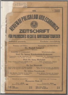 Review of Polish Law and Economics. Vol. 1 (1928-1929)