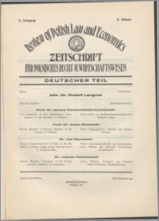 Review of Polish Law and Economics. Vol. 2 (1929-1930) Deutscher Teil