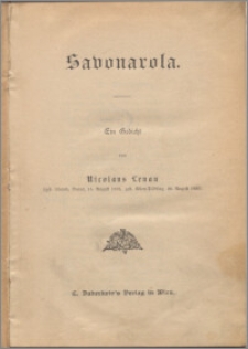 Savonarola : ein Gedicht