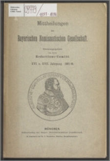 Mitteilungen der Bayerischen Numismatischen Gesellschaft. Jg. 16-17