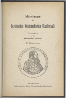 Mitteilungen der Bayerischen Numismatischen Gesellschaft. Jg. 51