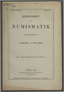 Zeitschrift für Numismatik. Bd. 26 H. 3