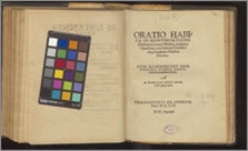 Oratio Habita In Renvnciatione Doctorum in arte Medica