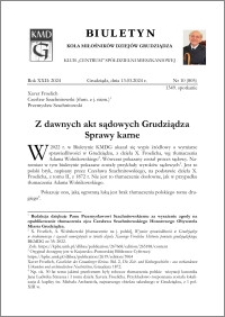 Biuletyn Koła Miłośników Dziejów Grudziądza 2024, Rok XXII nr 10 : Z dawnych akt sądowych Grudziądza Sprawy karne