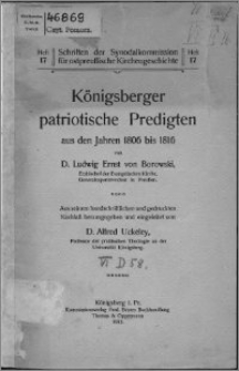 Königsberger patriotische Predigten aus den Jahren 1806 bis 1816