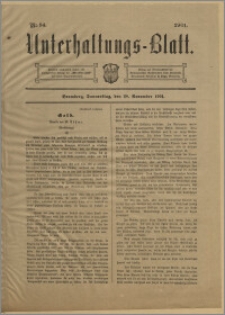 Unterhaltungs-Blatt. Nr. 84 (28 listopada 1901) [sic!] / redaktor odpowiedzialny H. Singer