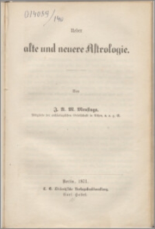 Über alte und neue Astrologie