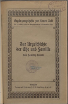 Zur Urgeschichte der Ehe und Familie