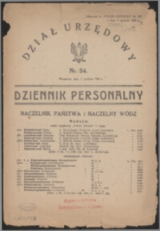 Dziennik Personalny 1922 nr 54