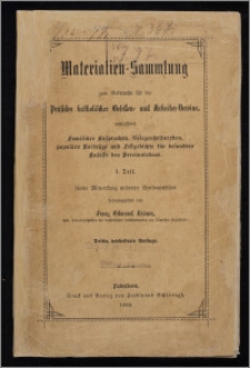 Materialien-Sammlung zum Gebrauche für die Präsides katholischer Gesellen- und Arbeiter-Vereine umfassend familiäre Ansprachen, Gelegenheitsreden, populäre Vorträge und Festgedichte für besondere Anlässe des Vereinslebens. Tl. 1 / unter Mitwirkung mehrerer Vereinspräsides hrsg. vom Franz Edmund Krönes (well. Diöcesan-Präses der katholischen Gesellenvereine der Dĭmützer Erzdiöcese)