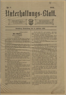 Unterhaltungs-Blatt. Nr. 7 (12 lutego 1903) / redaktor odpowiedzialny H. Singer