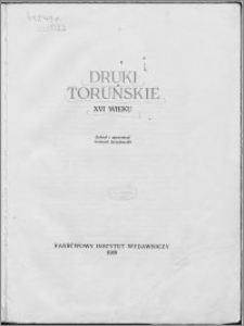 Druki toruńskie XVI wieku