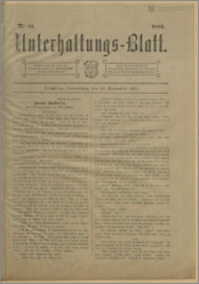 Unterhaltungs-Blatt. Nr. 37 (10 września 1903) / redaktor odpowiedzialny Karl Bendisch