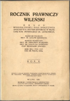 Rocznik Prawniczy Wileński 1931, R. 5