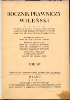 Rocznik Prawniczy Wileński 1935, R. 7