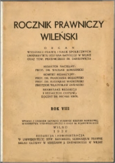 Rocznik Prawniczy Wileński 1936, R. 8